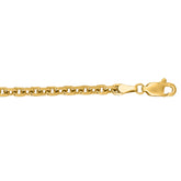 14K Yellow Gold 3.7mm Diamond Cut Cable 22 Chain with Lobster Lock